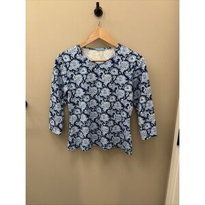 J McLaughlin Catalina Cloth Top Womens Small 3/4 Sleeve Paisley Classic Chic